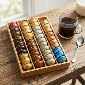 Bamboo Coffee Pod Storage Holder <strong>Drawer</strong> <strong>Insert</strong> for Counter Compatible Capsules for Kitchen, Home, Office, Coffee Station - Product Image 1