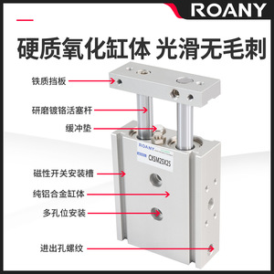 Cylindre à double tige Roany Cxsm25x25, équipement pneumatique en aluminium à double action - Product Image 3