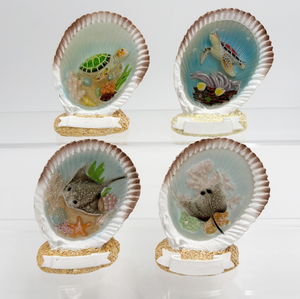 Sculpture personnalisée en résine polymère peinte à la main, pyramide, fée, coquillage, conque, poisson, corail, étoile de mer - Product Image 2