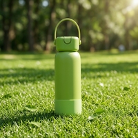 Mug à café isotherme en acier inoxydable de 24 oz en forme de champignon avec couvercle et paille pliables pour usage extérieur