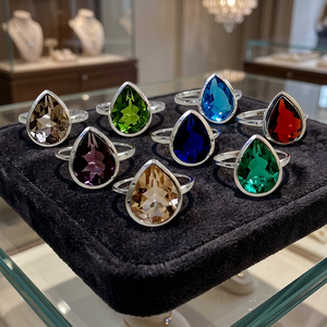 Multi Gemstone Hydro <b>Silver</b> 925 Rings Pear Shape Faceted Stone Handmade Sterling <b>Silver</b> Hydro Rings - Product Image 1