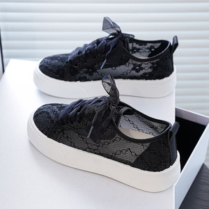 Summer Lace Mesh Sneakers, Light White Canvas Shoes for Women, Breathable Platform Sneakers - Product Image 6