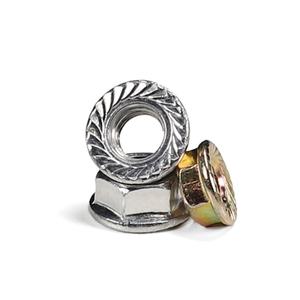 Tuercas hexagonales de zinc de colores con brida y dientes dentados, tuercas de seguridad al por mayor M6/M8 - Product Image 1