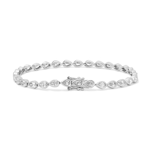 Bracciale Tennis in Ottone Placcato Oro con Zirconia Cubica Taglio a Pera, Gioielli in Zircone Senza Nichel, Produttore Gemnel - Product Image 6