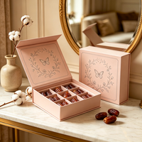 Boîte rigide magnétique en gros, taille et couleur personnalisées, pour emballages cadeaux de luxe de dattes, chocolats et friandises du Ramadan