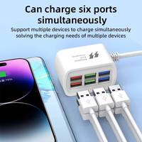 Chargeur USB intelligent 5G 6 ports, adaptateur de prise de courant de voyage multi-ports à charge rapide pour iPhone Samsung, mini chargeurs muraux