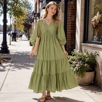 Robe d'été décontractée pour femme, personnalisée OEM, élégante, col en V, longue, 100% lin, écologique, avec ceinture tressée