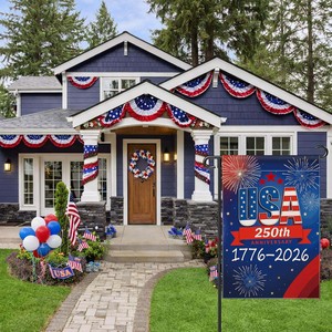 Bandera de Jardín Patriótica de EE. UU. para Aniversario, 1776-2026, Pancarta Patriótica de 250 Años, Bandera de Jardín Impermeable de Doble Cara para el 4 de Julio - Product Image 2