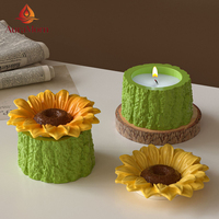 Bougie parfumée artisanale en cire de soja en forme de souche d'arbre et de pot de tournesol, pour la décoration intérieure et comme cadeau de mariage