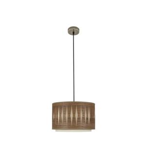 Lampada a sospensione 1xE27 in pelle e legno scuro, dimensioni 30x30 cm, ideale per illuminare e decorare spazi interni. - Product Image 1