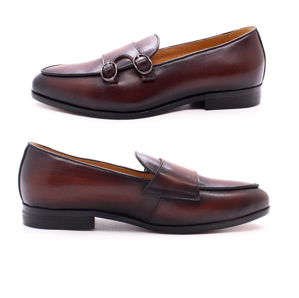 Promotion new arrival buckle strap cow leather boy shoes comfortable handmade loafer shoes children