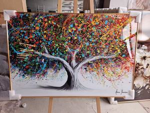 Pintura Moderna Colorida de Paisaje, Árbol Abstracto, Arte de Pared, Decoración del Hogar, Sala de Estar, Impresión Digital en Papel de Acuarela - Product Image 3