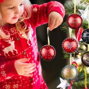 Fábrica directamente de grado alimenticio, decoración navideña, adorno de hojalata, Bola de chocolate, latas, Bola de hojalata de Metal con cinta colgante/ - Product Image 1