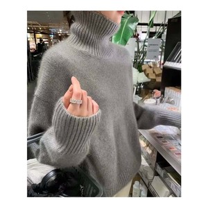 Maglione Invernale da Donna in Pura <span class=keywords><strong>Lana</strong></span> 100%, Collo Alto, Lavorazione a Maglia Larga, Casual, Lungo - Product Image 1
