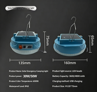 Lampe de camping solaire super lumineuse à double température de couleur, rechargeable 5V, grande capacité, pour extérieur, urgence et marché nocturne