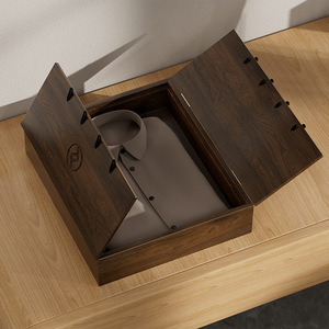 Wooden Clothing <b>Storage</b> Box Rectangle 6 In High Engraved Design For Gift Use <b>Clothes</b> Organizer - Product Image 3