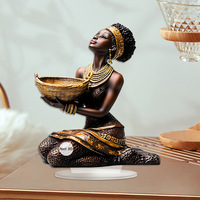 Figura Decorativa Acrílica Plana 2D Ecológica con Diseño Art Deco de Mujer Africana Rezando, Decoración de Mesa para Sala de Estar
