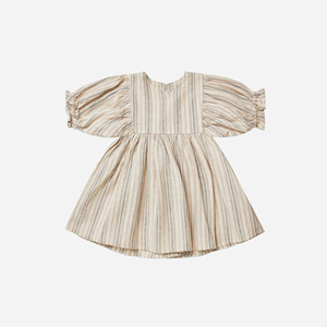 Benutzer definierte Jolene Rustic Stripe Rüschen ärmel Kleid Mädchen V-Ausschnitt Kleid Baby Bademantel langes Kleid für Kinder Mama und ich Outfits - Product Image 1