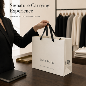 Bolsas de Papel Blancas Mei & <span class=keywords><strong>DOLE</strong></span> con Asas de Listón Negro, Logotipo Personalizado, Marca Privada, Embalaje al por Mayor y al Detal - Product Image 2