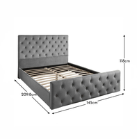 Lit Moderne Personnalisable avec Tête de Lit en Velours, Ottoman de Rangement et Tiroirs, Cadre de Lit en Bois avec Sommier Queen/King Size