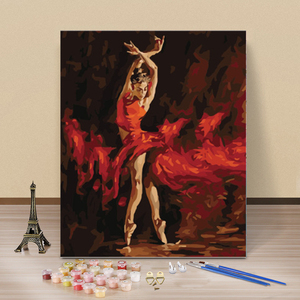 Fai da te dipingi <span class=keywords><strong>con</strong></span> i numeri per adulti pittura murale per la decorazione domestica pittura <span class=keywords><strong>con</strong></span> i numeri pittura moderna ballerina ragazza ballerina coppia - Product Image 3