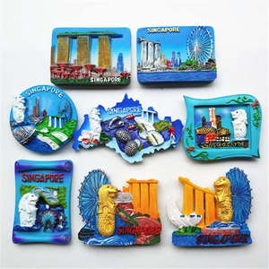 Mode mignon décoration de la maison aimants de réfrigérateur en résine personnalisés du monde entier souvenirs de tourisme démissionner aimant de réfrigérateur singapour - Product Image 2