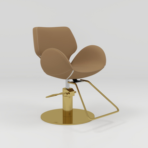 Fauteuil <span class=keywords><strong>de</strong></span> <span class=keywords><strong>coiffure</strong></span> moderne <span class=keywords><strong>de</strong></span> luxe minimaliste en acier inoxydable rose avec base hydraulique dorée, pivotant à 360°, confortable et rembourré en PU pour barbier - Product Image 3