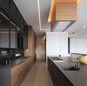 Ensemble de meubles de cuisine en bois massif à finition brillante, design moderne, sur mesure, RTA, PVC brillant blanc, armoires de cuisine modulaires - Product Image 3