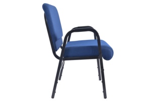Sillas de Iglesia Modernas con Marco de Madera, Diseño Nuevo, Precio Económico al por Mayor, Acolchadas, Resistentes, Cómodas, Tela Azul Marino, Patas de Metal - Product Image 4