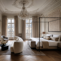 Décoration moderne grise pour chambres d'hôtel, ensembles de meubles complets pour lits simples et doubles, pour chambre double d'hôtel