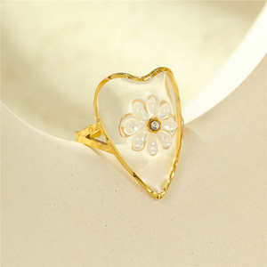 Bague grappe cœur fleur en cristal tendance printemps 2026, plaqué or 18 carats, acier inoxydable, bijoux romantiques pour femmes et jeunes filles - Product Image 4