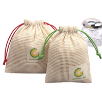 Sac en filet de coton biologique naturel pour emballage de savon, avec cordon de serrage, logo personnalisé imprimé, pochette pour cosmétiques et maquillage