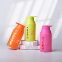 Flacon pompe cylindrique en plastique PET de haute qualité, forme unique, impression sérigraphique pour après-shampoing, gel douche