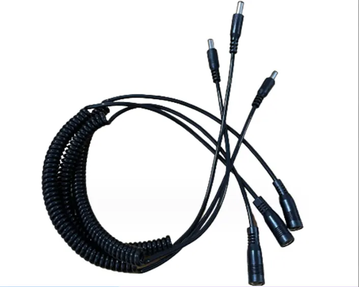 Black 5521 DC Power Cable 2core Spring Plug Adapter Copper Conductor Charging Adapter Cable Spiral Cable Wire