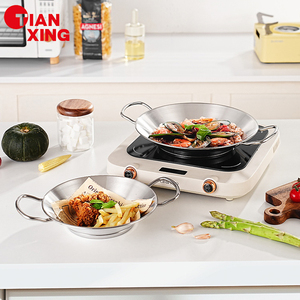TIANXING Restaurant Korean Style Stainless Steel 304 <strong>Cooking</strong> <strong>Pans</strong> Seafood Pot <strong>Paella</strong> <strong>Pan</strong> with Double Handle - Product Image 3