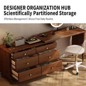 Cổ điển chất lượng cao lớn trang điểm cổ Vanity bàn Bàn bàn trang điểm với phân và thông minh LED Vanity gương - Product Image 5