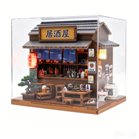 Nouveauté 2026 - Maison de poupées miniature japonaise Izakaya M2601Z - Kit de maison de poupées DIY - Puzzle 3D en bois avec couvercle anti-poussière