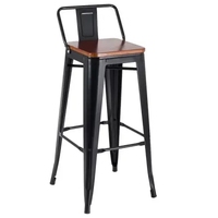 Tabouret de bar Tolix avec siège en bois, en métal, en fer, à dossier haut, bon marché, commercial et industriel, pour café et restaurant