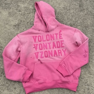 Sudadera con Capucha Personalizada de Felpa Francesa Gruesa, con Apliques Bordados, Lavado Ácido, Decoloración al Sol y Efecto Desgastado - Product Image 1