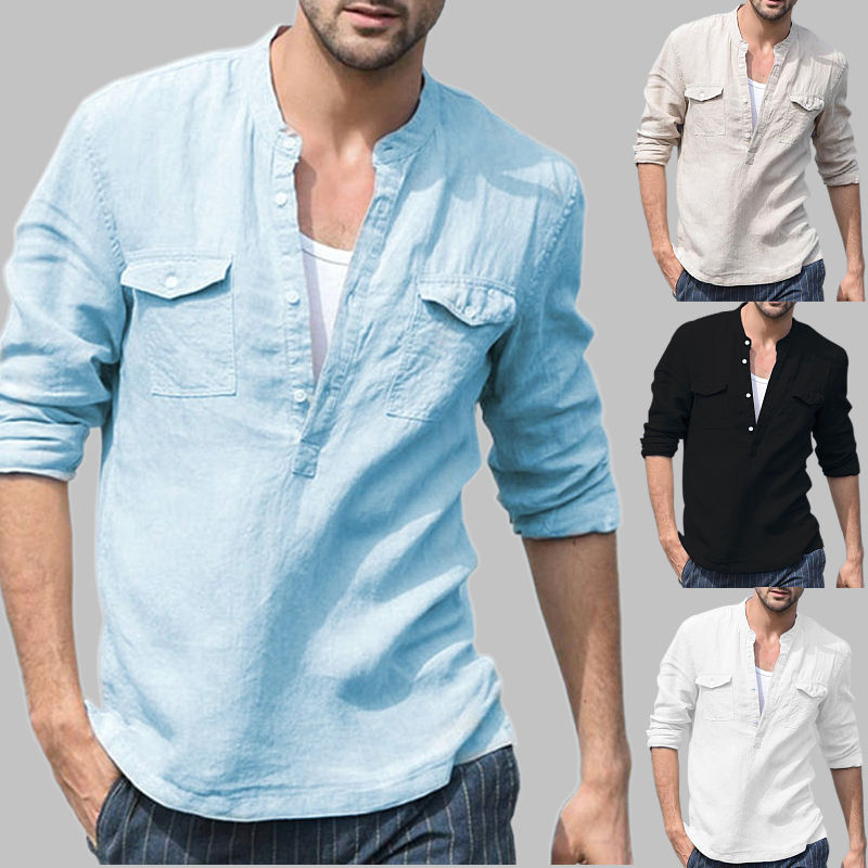 Camisas De Lino Hombre Chaleco Holgado De Secado Rápido Para - Main Image