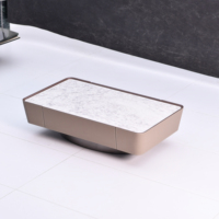 Mesa de centro moderna de lujo de cerámica con acabado en cuero para Villa Penthouse
