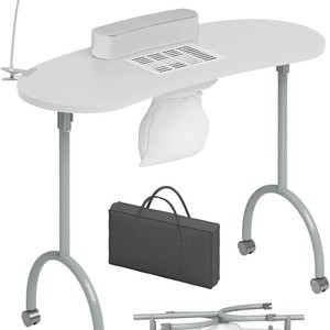 Mesa para decoración de uñas con aspiradora, mesa de Panel impermeable, rodillos de esquina, mecanismo a presión para facilitar el movimiento y el plegado - Product Image 5