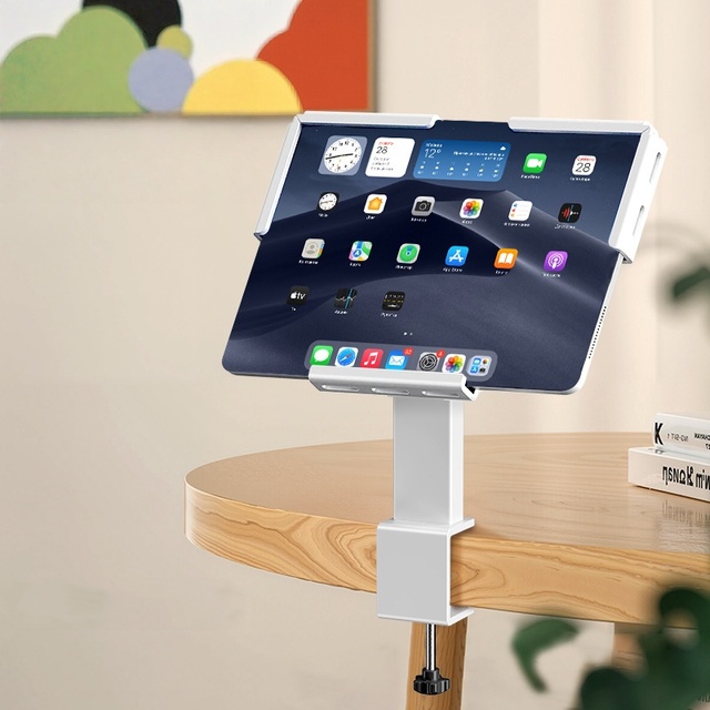Metal Screwed Fixed Anti-Theft Lockable Display Stand Flexible Holder Clamp-On Tablet Display Mount for 10-15" Tablet PC