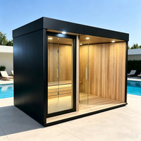 Sauna extérieur thermique sur mesure OEM, avec bain froid et salon de relaxation, professionnel, électrique, en bois, pour 4 à 6 personnes, avec douche intégrée