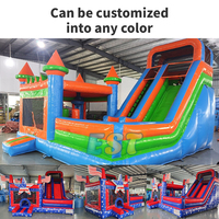 Grande Vente : Petit Château Gonflable Toboggan pour Enfants, Maison de Fête Gonflable d'Extérieur avec Aire de Saut et Glissade Combinées