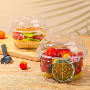 Wholesale Transparent PET <b>Plastic</b> Yogurt Food Containers 12oz/16oz/24oz 90mm Diameter Deli <b>Cups</b> Lid Single Wall Fruit Deli - Product Image 4