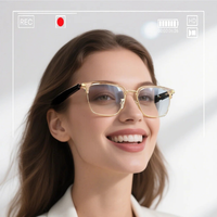 Lunettes intelligentes légères à demi-cadre en acier inoxydable, contrôle tactile, étanches IPX-5, anti-lumière bleue, traduction en temps réel