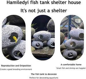 Cichliden Rock Cave Aquarium Decoraties Hars <span class=keywords><strong>Betta</strong></span> Vis Hideout Stapelbare Kleine Aquarium Steen Hideaway Decor Ornament - Product Image 4