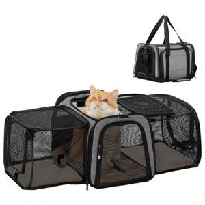 Kedi Taşıyıcısı, Havayolu Onaylı Evcil Hayvan Taşıyıcısı, <span class=keywords><strong>2</strong></span> Tarafı Genişletilebilir Köpek Taşıyıcısı, Çıkarılabilir Yumuşak Kenarlı Katlanabilir Köpek Seyahat Çantası - Product Image 1