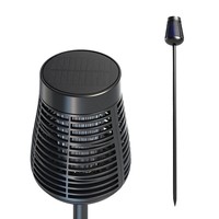 Zonne-Energie Muggenmoordenaar Lamp Led Bug Zapper Buiten Tuinlicht Met Waterdichte Vlameffect Decoratieve Oplaadbare Insectenval